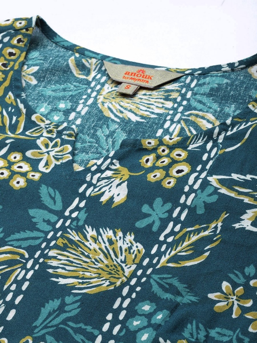 Anouk Women Floral Printed Pure Cotton Kurta with Trousers - Distacart