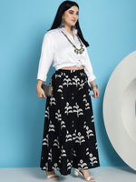 Thumbnail for TAG 7 Floral Block Printed Flared Pure Cotton Ethnic Palazzos