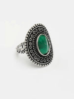 Thumbnail for NVR Women's Green Silver-Toned German Silver Adjustable Finger Ring - Distacart