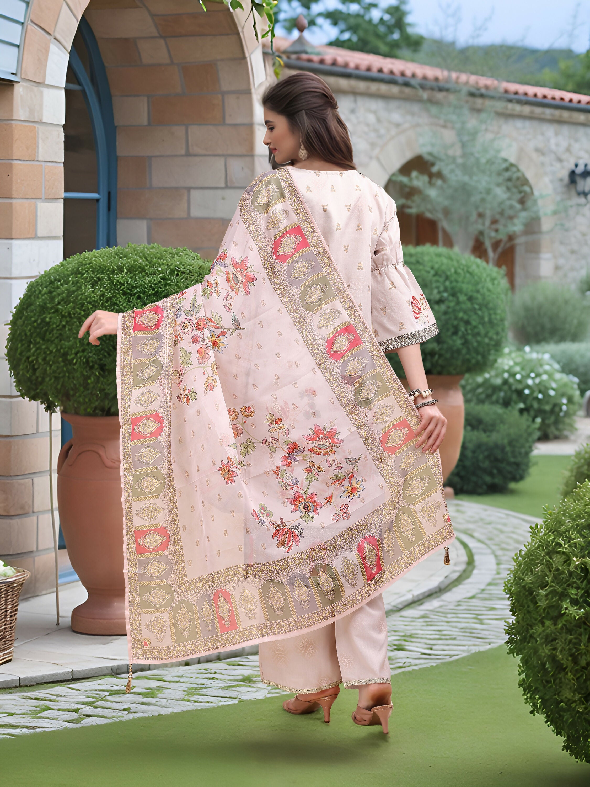 Joban Fashion Off White Position Digital Print With Position Foil Kurta Set