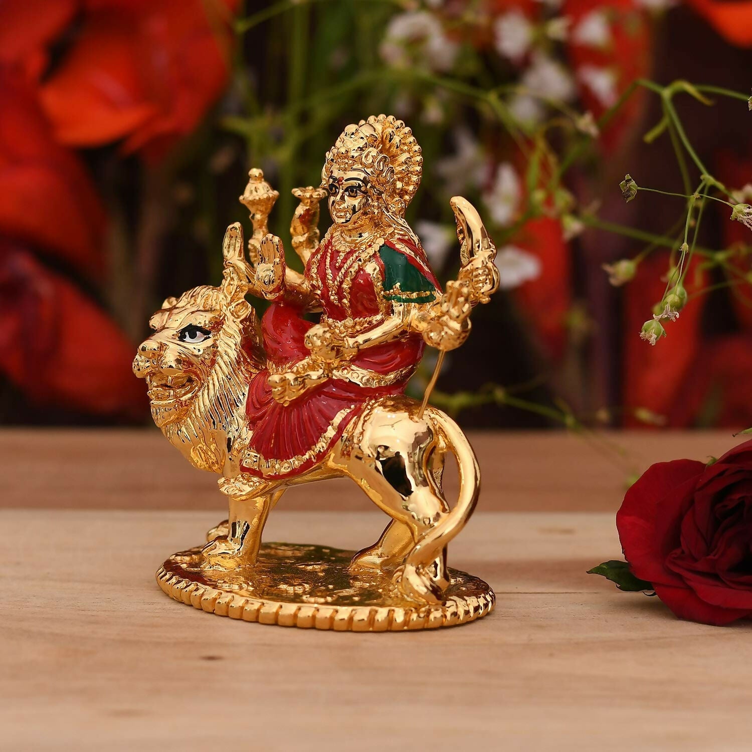 Collectible India Gold Plated Goddess Maa Durga Sherawali Mata Idol - Distacart