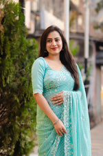 Thumbnail for Sky Pure Chiffon Woven Design Saree with Unstitched Blouse - Hiral Fashion - Distacart