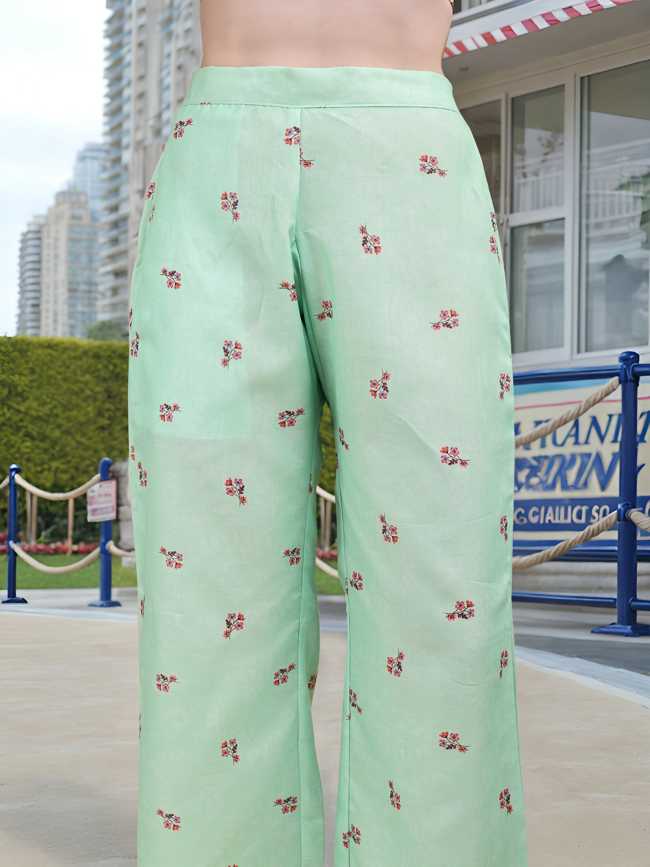 Joban Fashion Green Position Digital Print With Position Foil Kurta Set