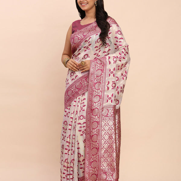 Astita Linen Cotton Purple Saree