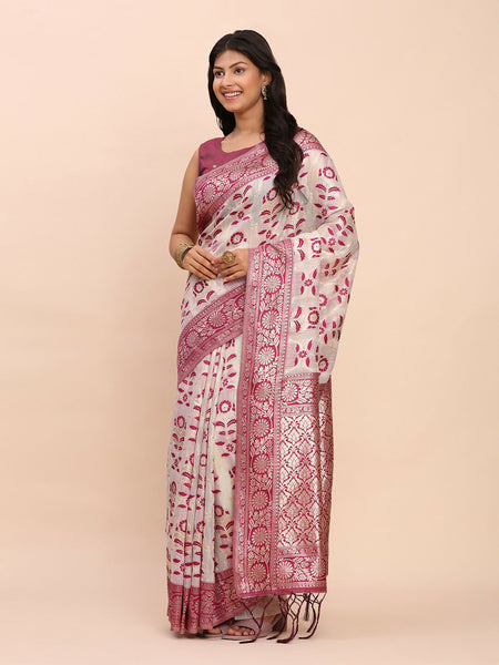 Astita Linen Cotton Purple Saree