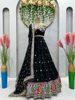 Thumbnail for Preksha Creation Black Foux Georgette With Thread With 9Mm Sequence Women Lehenga Choli - Distacart