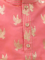 Thumbnail for Lil Drama Mishti Peach Kurta Pyjama Set For Boys