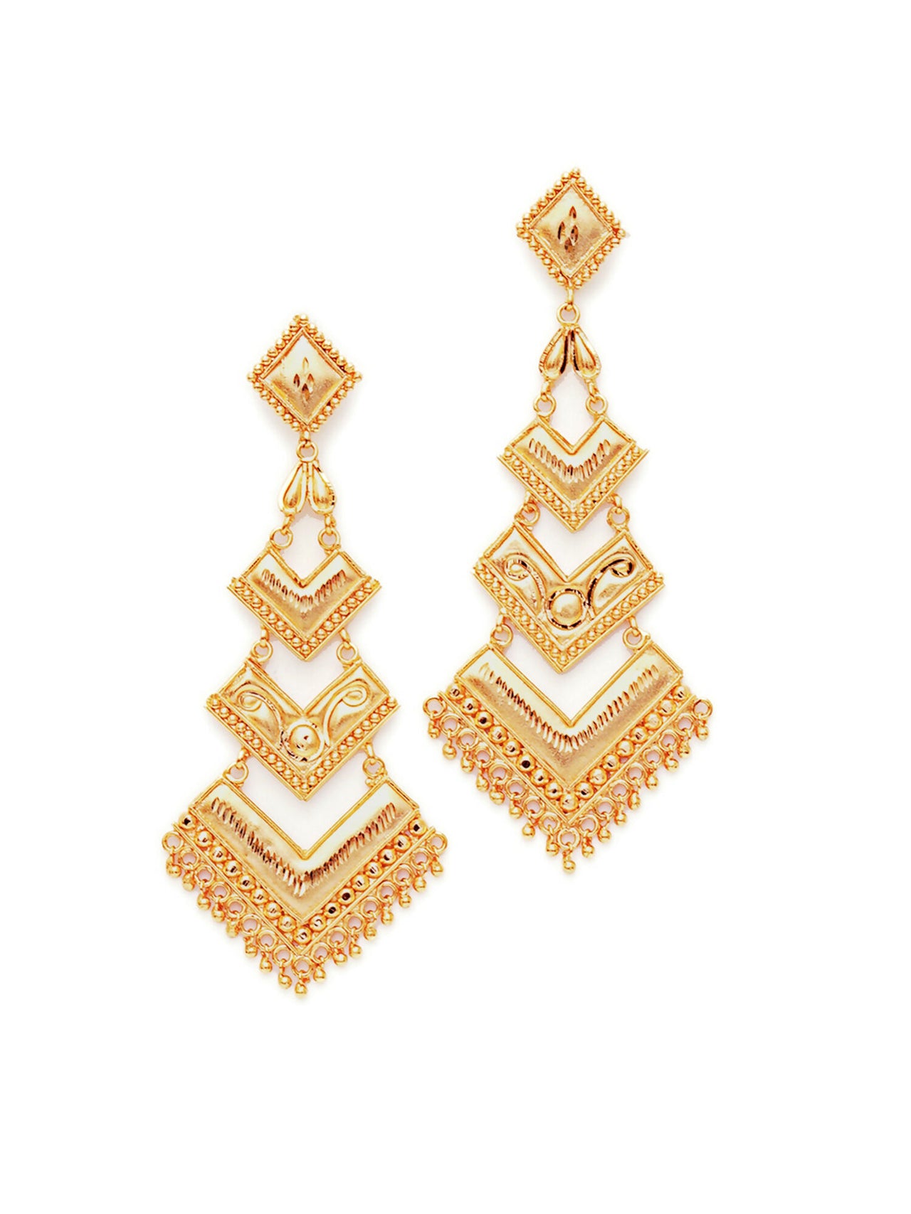 Golden Earrings (Gold) - Ruby Raang - Distacart