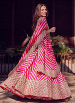 Thumbnail for Jyoti Fashion Red & Pink Digital Print with Sequin Codding Embroidered Georgette Lehenga Choli with Dupatta - Distacart
