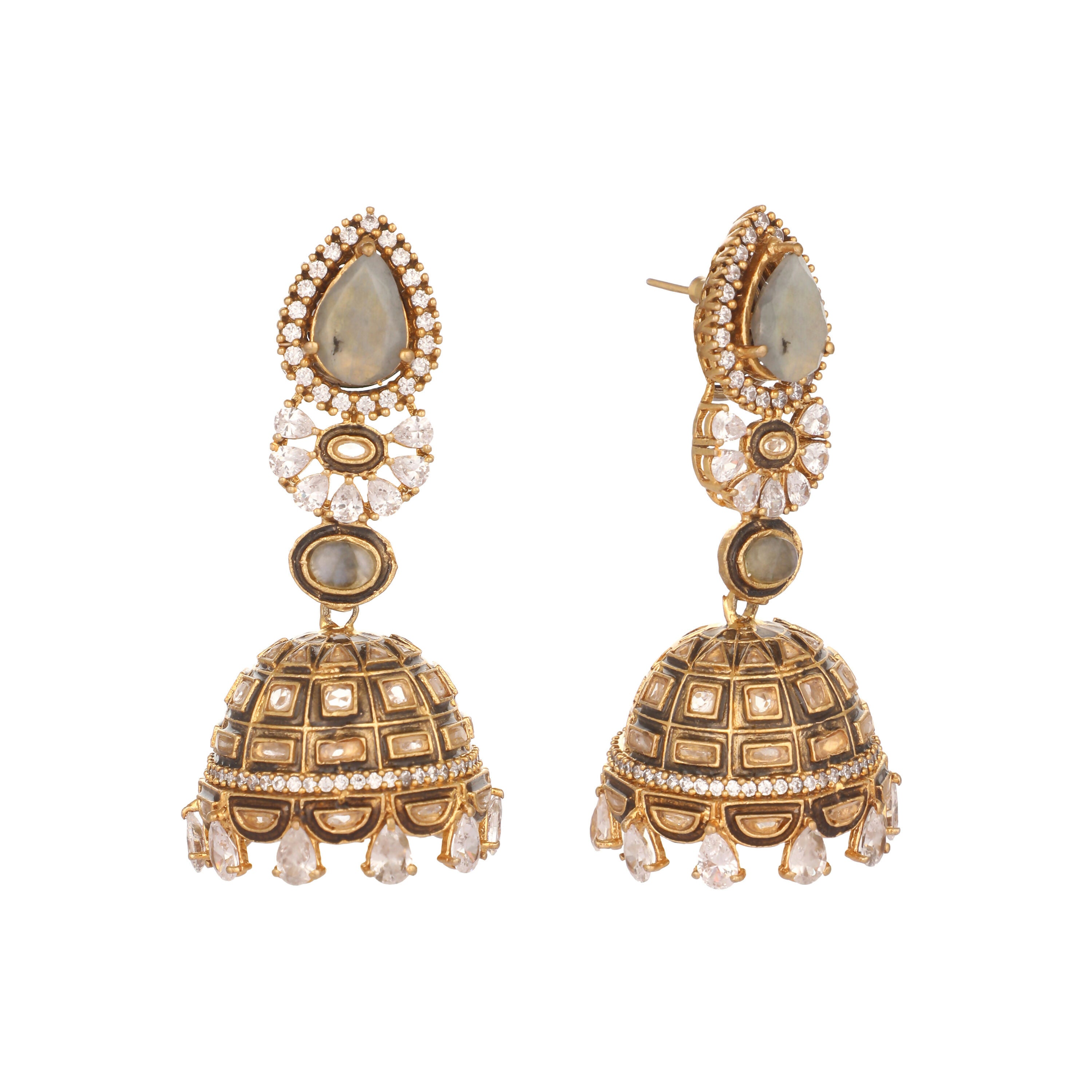 Nuyug 22K Gold Plated Aureate Swirl Jhumki Earrings