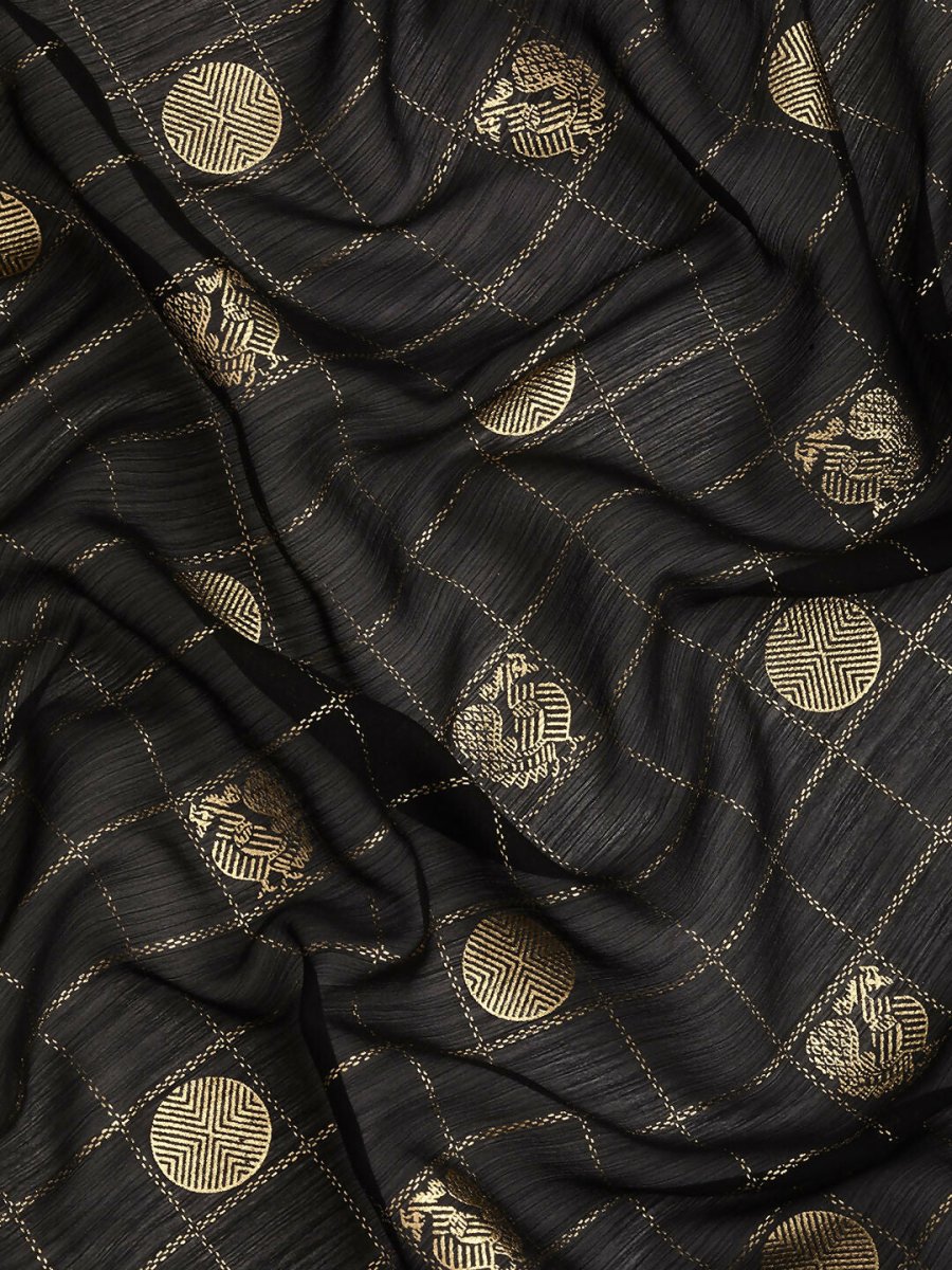 Ahalyaa Women's Traditional Semi Stitch Saree - Black - Distacart