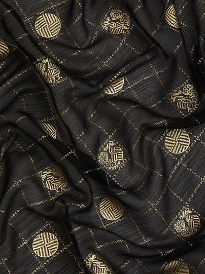 Ahalyaa Women's Traditional Semi Stitch Saree - Black - Distacart