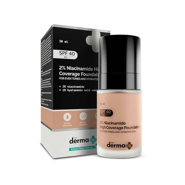 The Derma Co 2% Niacinamide High Coverage Foundation-01 Ivory - Distacart