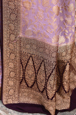 Thumbnail for Joban Fashion Nude Pink Crepe Chiffon Pure Handloom Banarasi Silk Saree