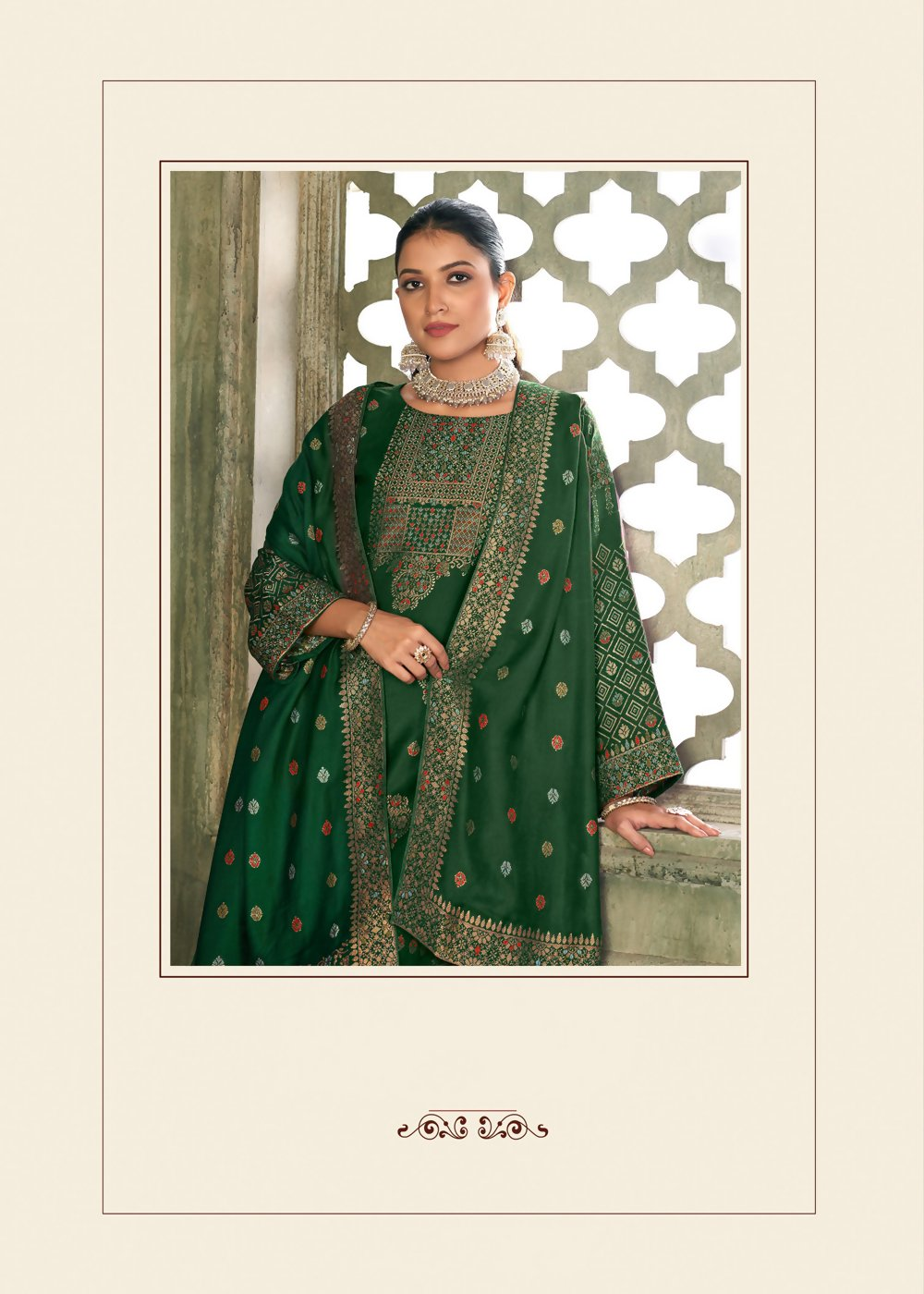 Green Viscose Pasmina Mina Work Kurta & Bottom with Dupatta - Paridhi - Distacart