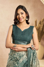 Thumbnail for Vastranavya Digital Printed Linen Ready To Wear Designer Saree with Unstitched Blouse - Distacart