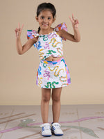 Thumbnail for Snakes and Ladders Girls Multi Color Snake Print Top and Shorts Set from Siblings Collection - Distacart