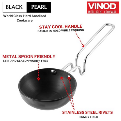 Vinod Black Pearl Hard Anodised Tadka Pan - Jumbo - Dista