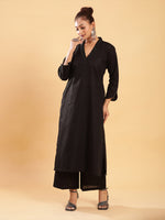 Thumbnail for BohoJazz Classic Signature Hand-Embroidered Kurta Pant - Black