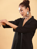 Thumbnail for BohoJazz Classic Signature Hand-Embroidered Kurta Pant - Black