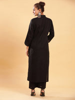 Thumbnail for BohoJazz Classic Signature Hand-Embroidered Kurta Pant - Black