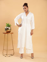 Thumbnail for BohoJazz Classic Signature Hand-Embroidered Kurta Pant - White