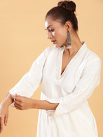 Thumbnail for BohoJazz Classic Signature Hand-Embroidered Kurta Pant - White