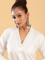 Thumbnail for BohoJazz Classic Signature Hand-Embroidered Kurta Pant - White