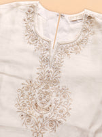 Thumbnail for BohoJazz Sunehri Embroidered Kurta Pants with Dupatta - Ivory