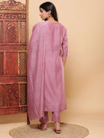 Thumbnail for BohoJazz Nazm Embroidered Kurta Pants with Dupatta - Mauve
