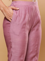 Thumbnail for BohoJazz Nazm Embroidered Kurta Pants with Dupatta - Mauve