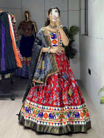 Thumbnail for Yash Enterprise Red Silk Embroidery Semi Stitched Navratri Chaniya Choli - Dista
