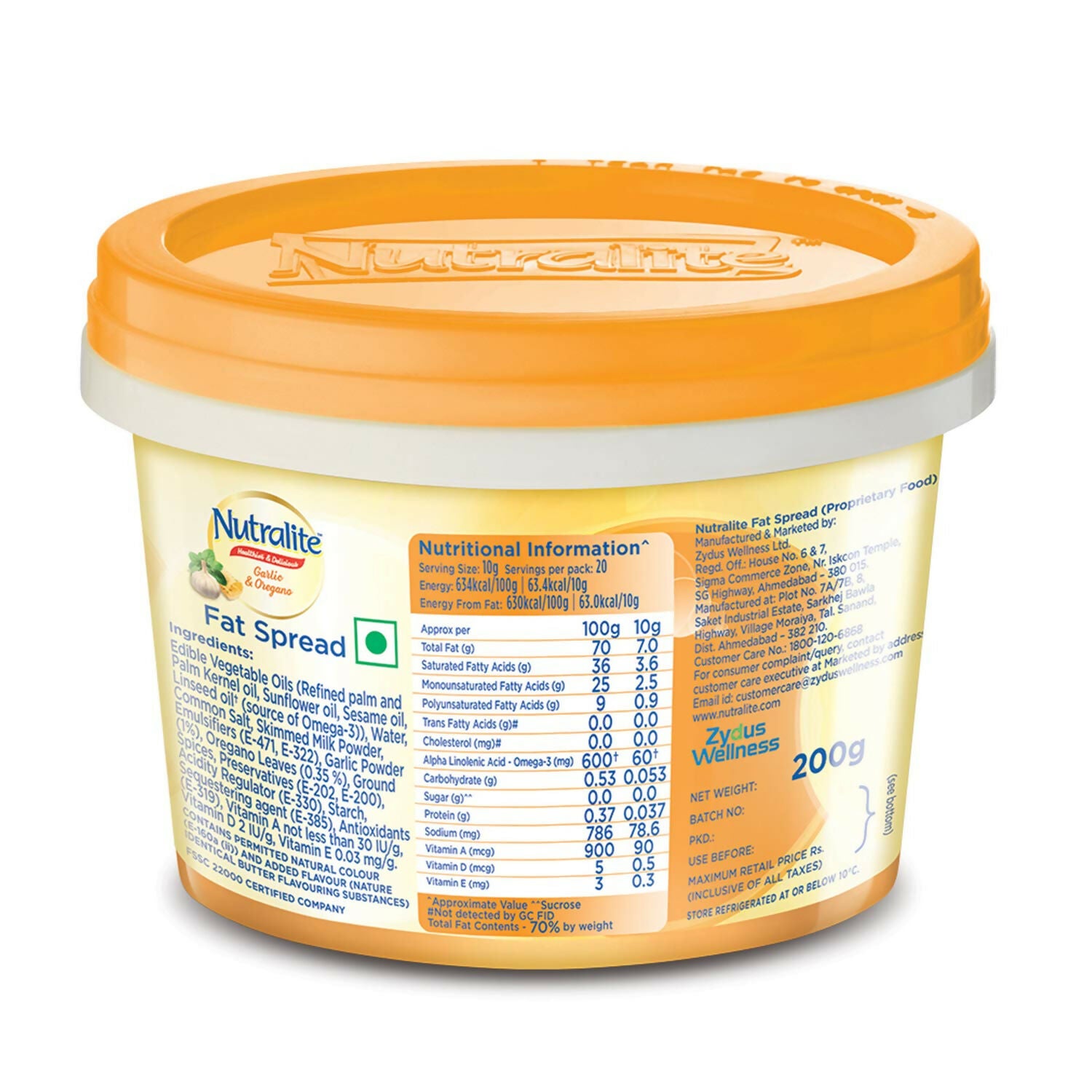 Nutralite Fat Spread - Garlic and Oregano Tub - Distacart