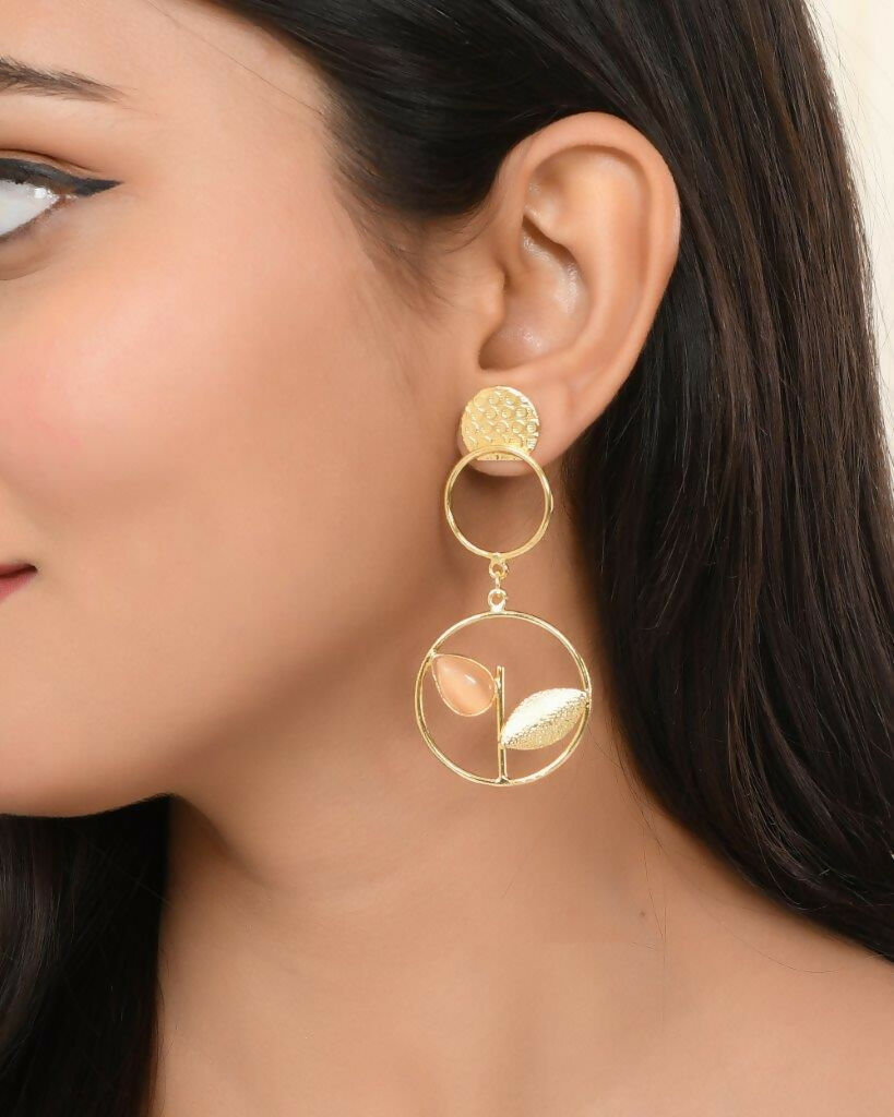 VOJ One Gram Gold Plated Round Shaped Drop Earrings - Distacart