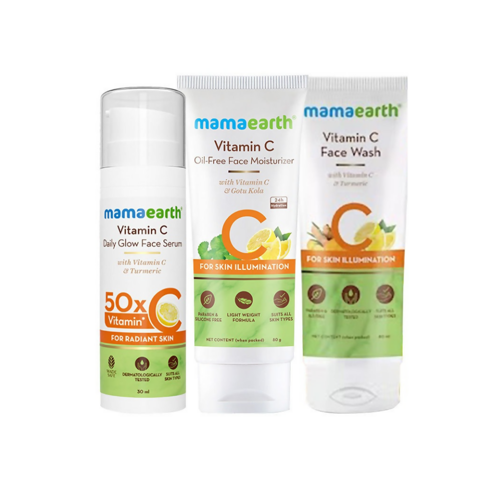 Mamaearth CSM (Cleanser, Serum, Moisturizer) Vitamin C Glow Regimen Combo - Distacart