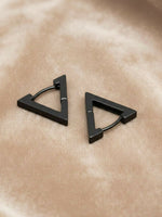 Thumbnail for NVR Men's Black Rhodium Plated Geomatric Shaped Stud Earrings - Distacart