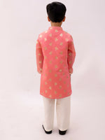 Thumbnail for Lil Drama Mishti Peach Kurta Pyjama Set For Boys