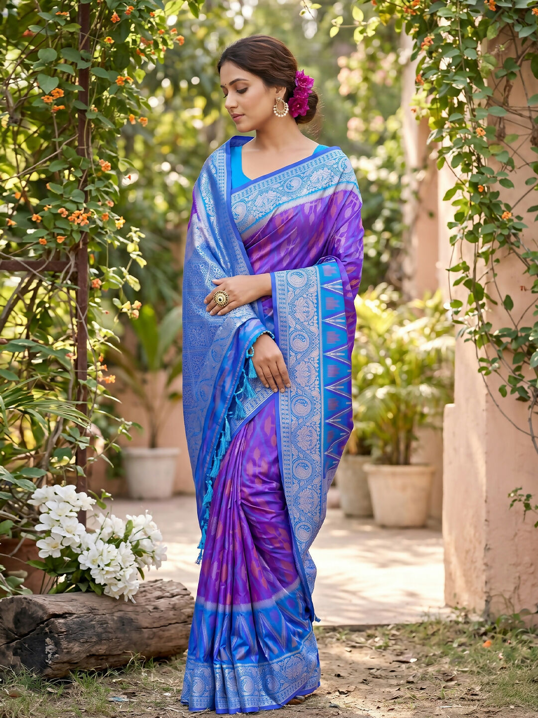 Shree Shyam Fashion Purple Soft Silk Saree - Dista