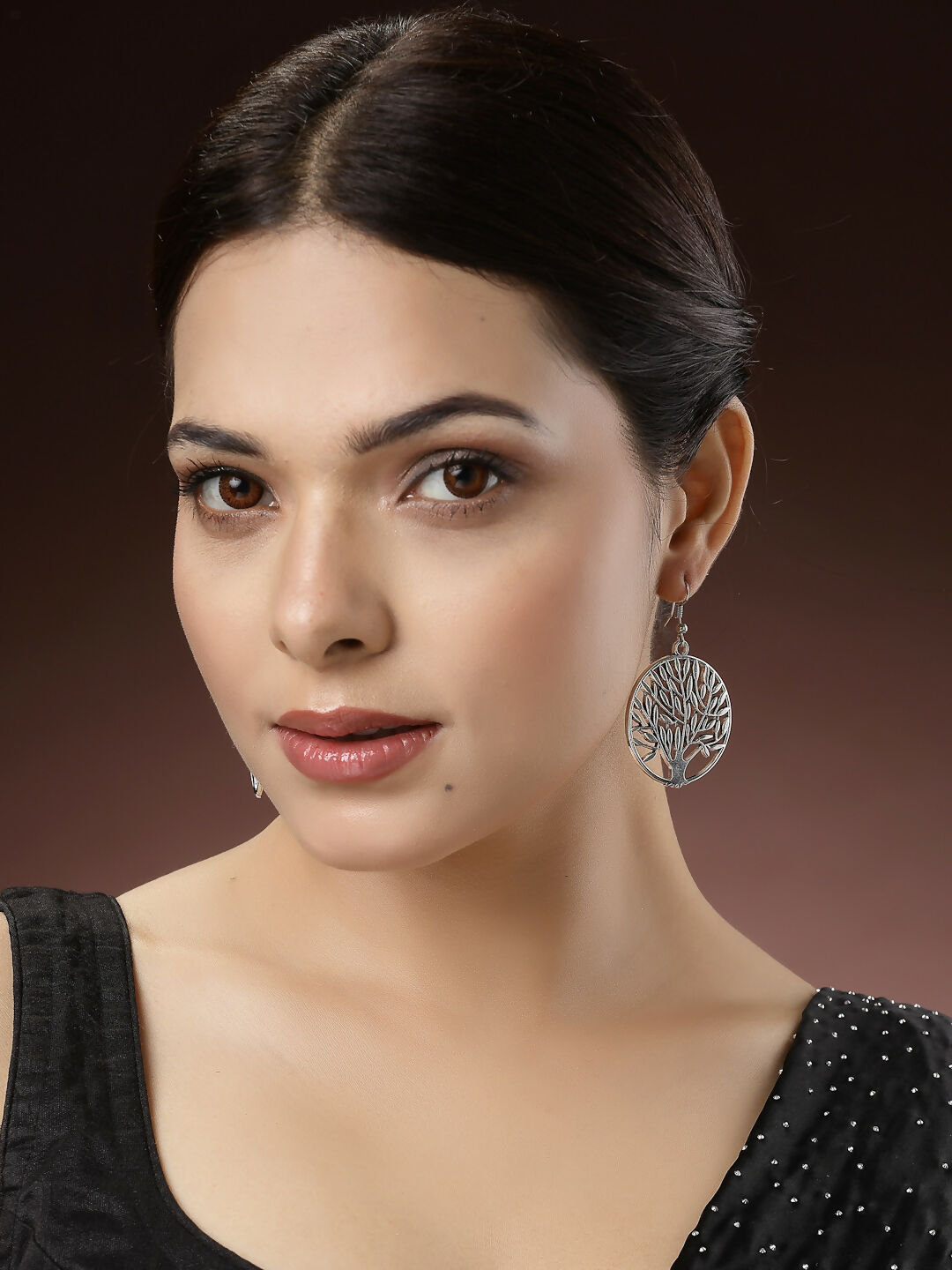 NVR Women's Silver-Toned Circular Shape German Silver Oxidised Drop Earrings - Distacart