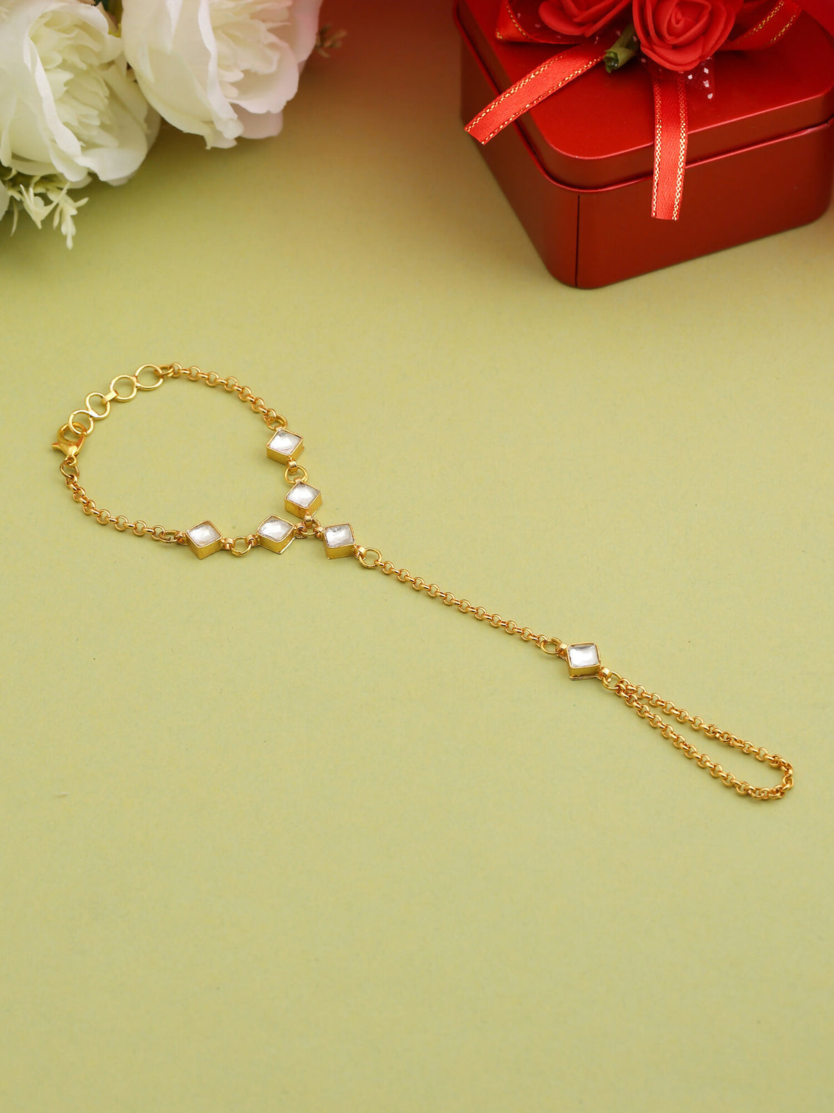 Ruby Raang Noor Minimal Gold Hand Chain - Distacart