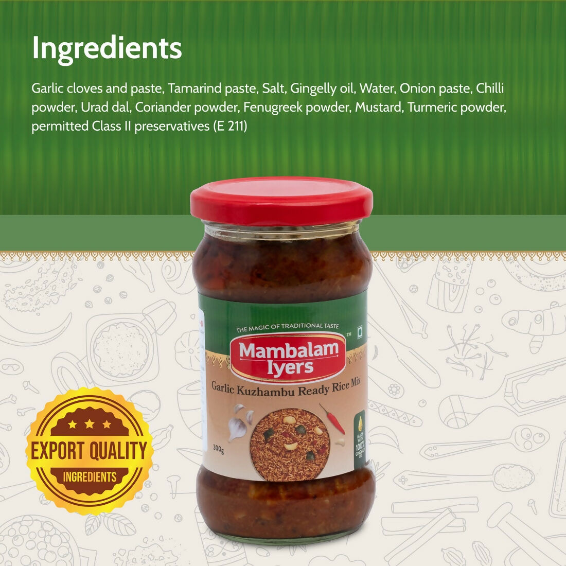 Mambalam Iyers Garlic Kuzhambu Ready Rice Mix - Distacart