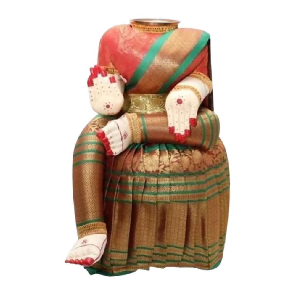 pmw - Fabric Saree Varalakshmi Idol for Pooja 10" Height, 8" Width - Dista