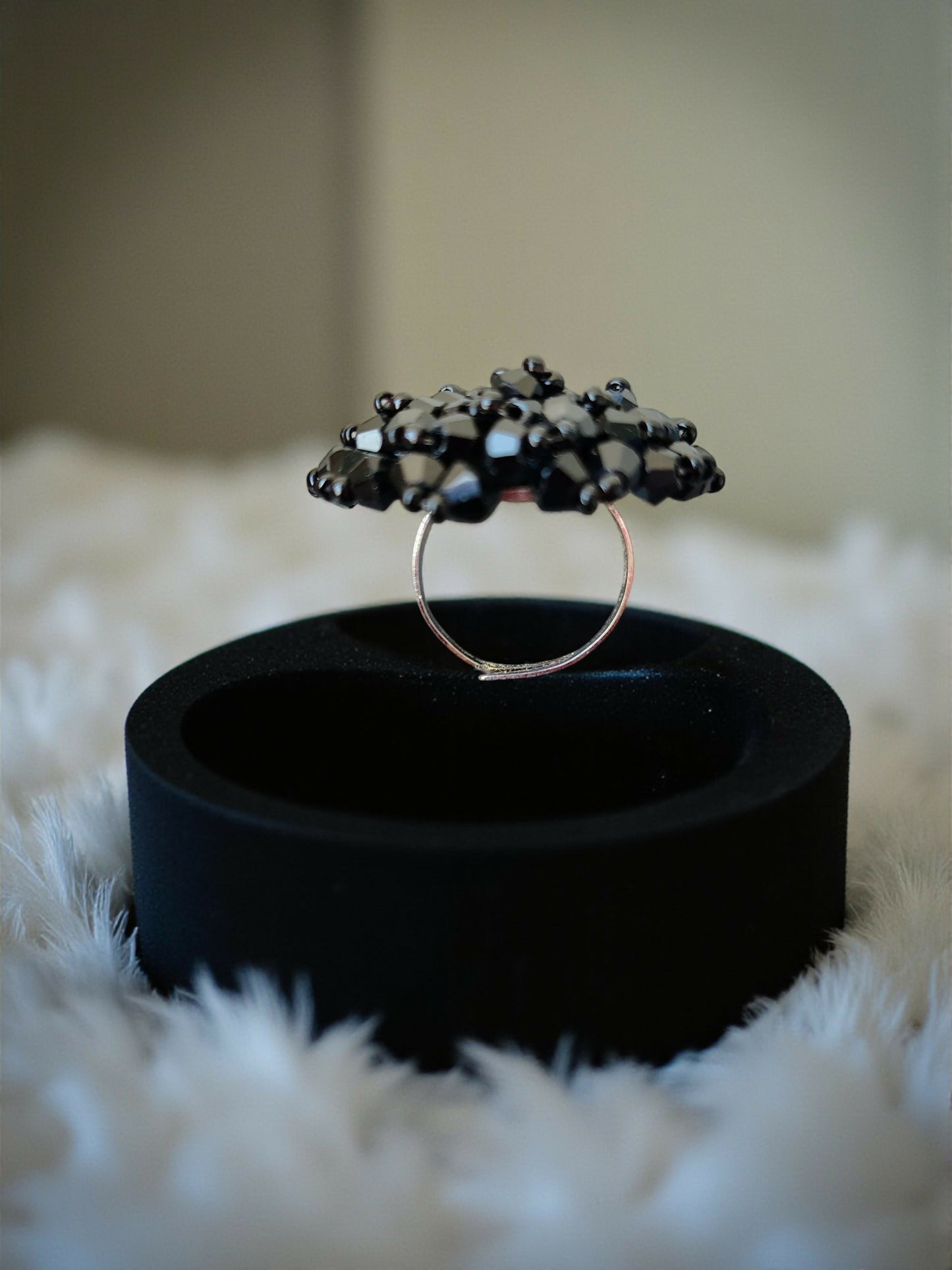 Inhanns Rang-E-Roshan Adjustable Ring – Handmade Crystal Statement Ring - Black - Distacart