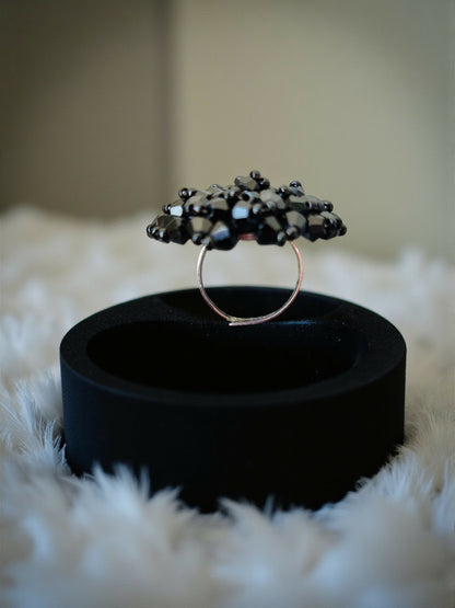 Inhanns Rang-E-Roshan Adjustable Ring – Handmade Crystal Statement Ring - Black - Distacart