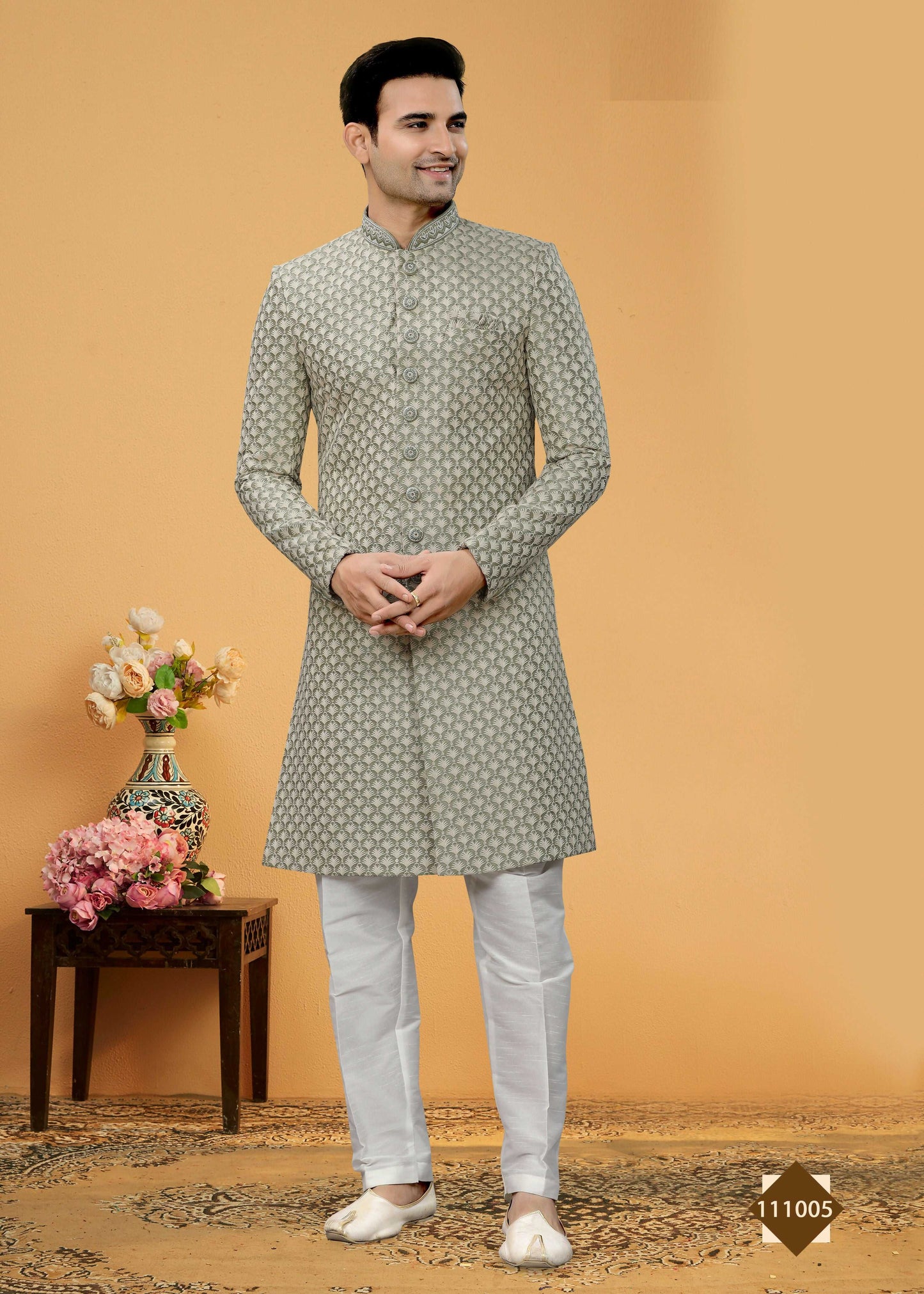 Joban Fashion Men's grey Super 66 Plain Kurta Pyjama set - Distacart