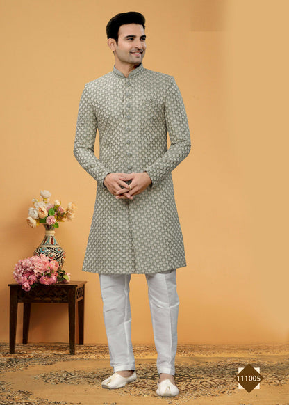 Joban Fashion Men's grey Super 66 Plain Kurta Pyjama set - Distacart