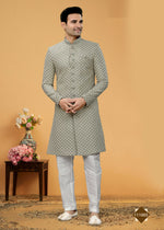 Thumbnail for Joban Fashion Men's grey Super 66 Plain Kurta Pyjama set - Distacart
