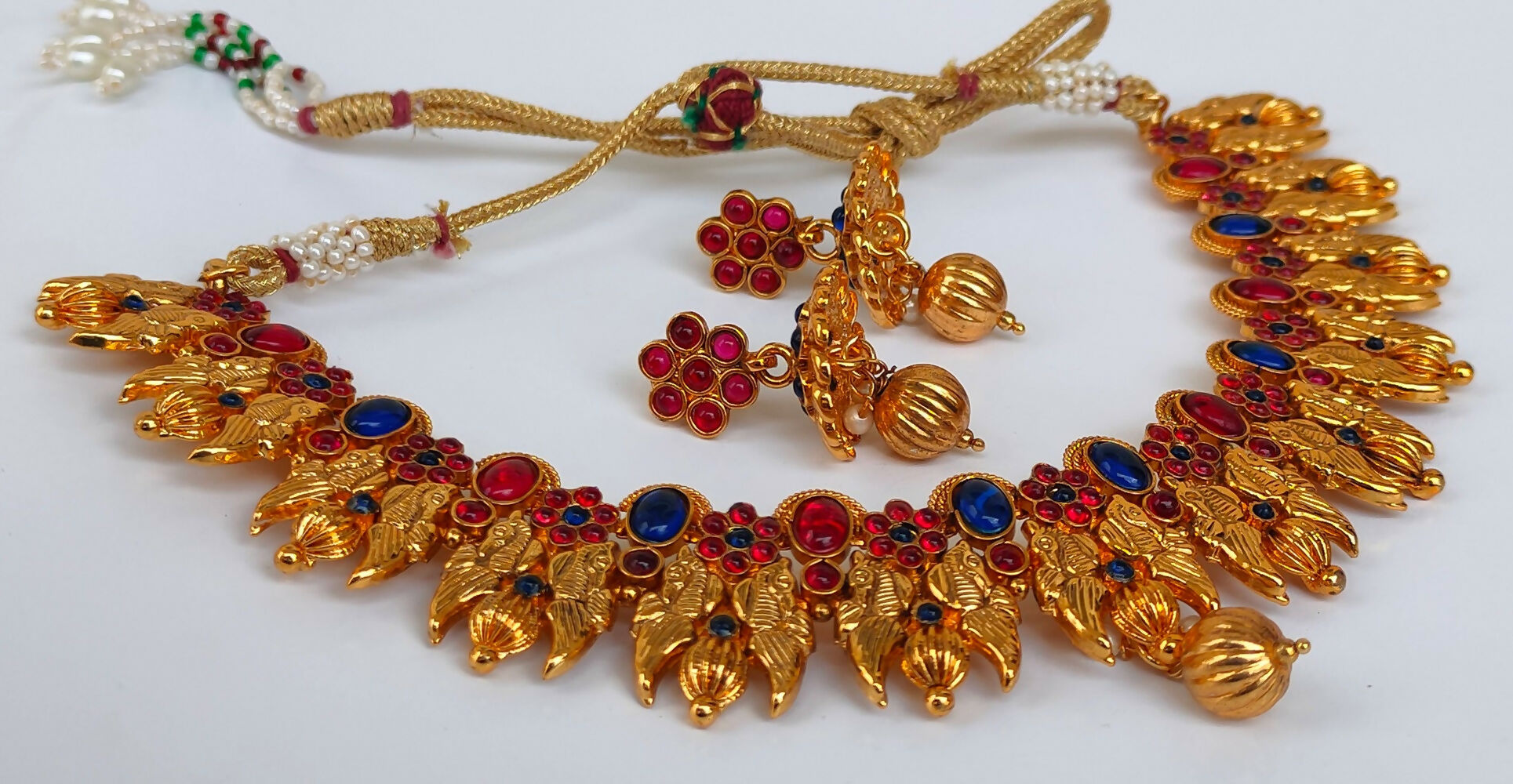 Kemp Peacock Pink & Blue Necklace Set - Distacart