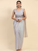 Grey Satin Solid Ready to wear Saree with stitched Blouse - Vanita - Distacart