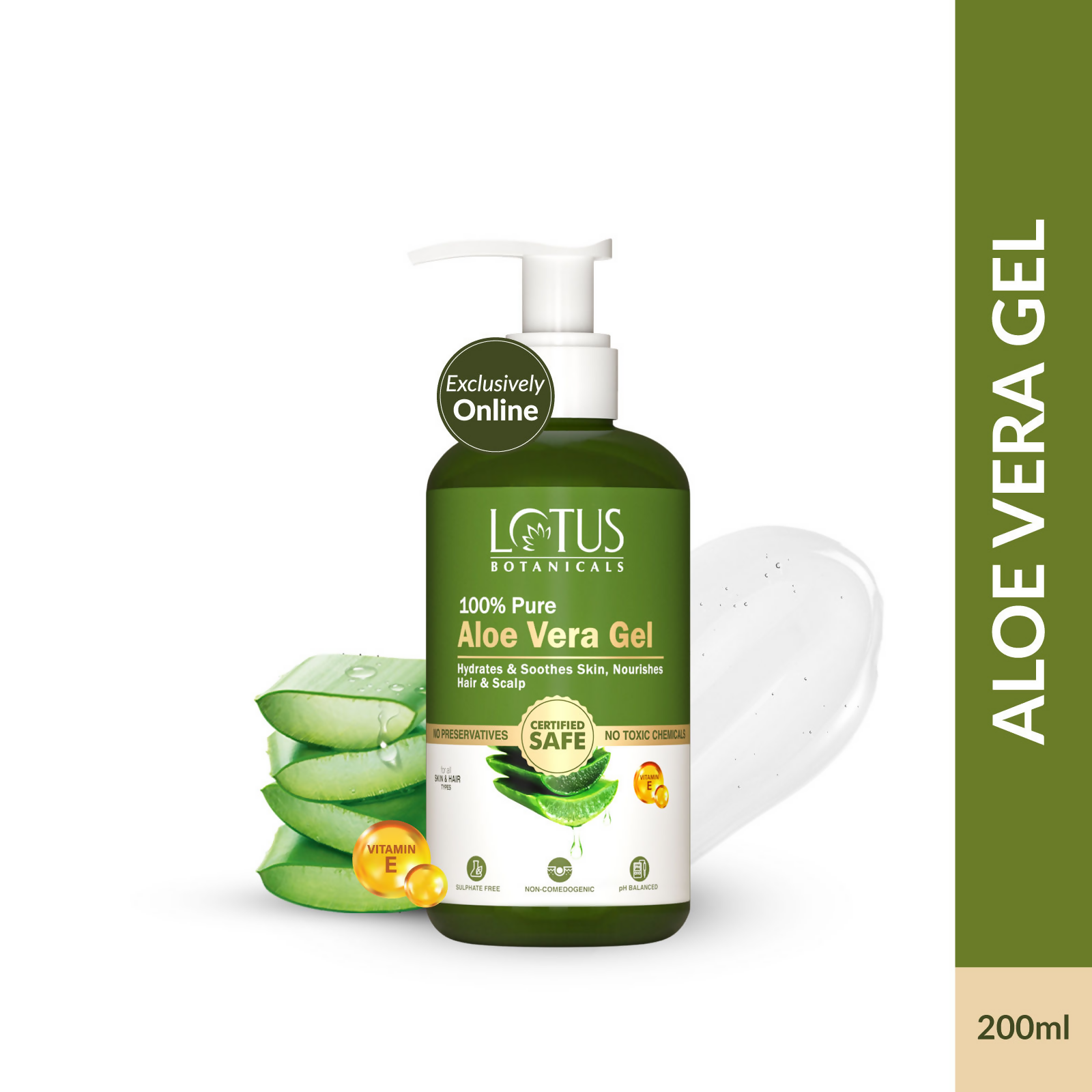 Lotus Botanicals 100% Pure Aloe Vera Gel With Vitamin E - Distacart